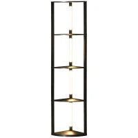 Lampada da Terra a Colonna in MDF con 4 Ripiani e Illuminazione a LED da 3000K, 41x29.5x163.5 cm, Nero