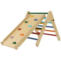 Triangolo arrampicata per bambini 3 in 1, rampa a doppia faccia per arrampicare e scivolare, carico 50 kg, 147x64,5x63 cm, multicolore