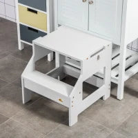 Scala Montessori 3 in 1 per Bambini con 1 Lavagna e Bordi Alti di Sicurezza, in Legno, 42x44x86 cm, Grigio