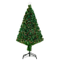 Albero di Natale Artificiale 120cm con Fibre Ottiche e Luci LED, Albero di Natale Luminoso con 130 Rami, Verde