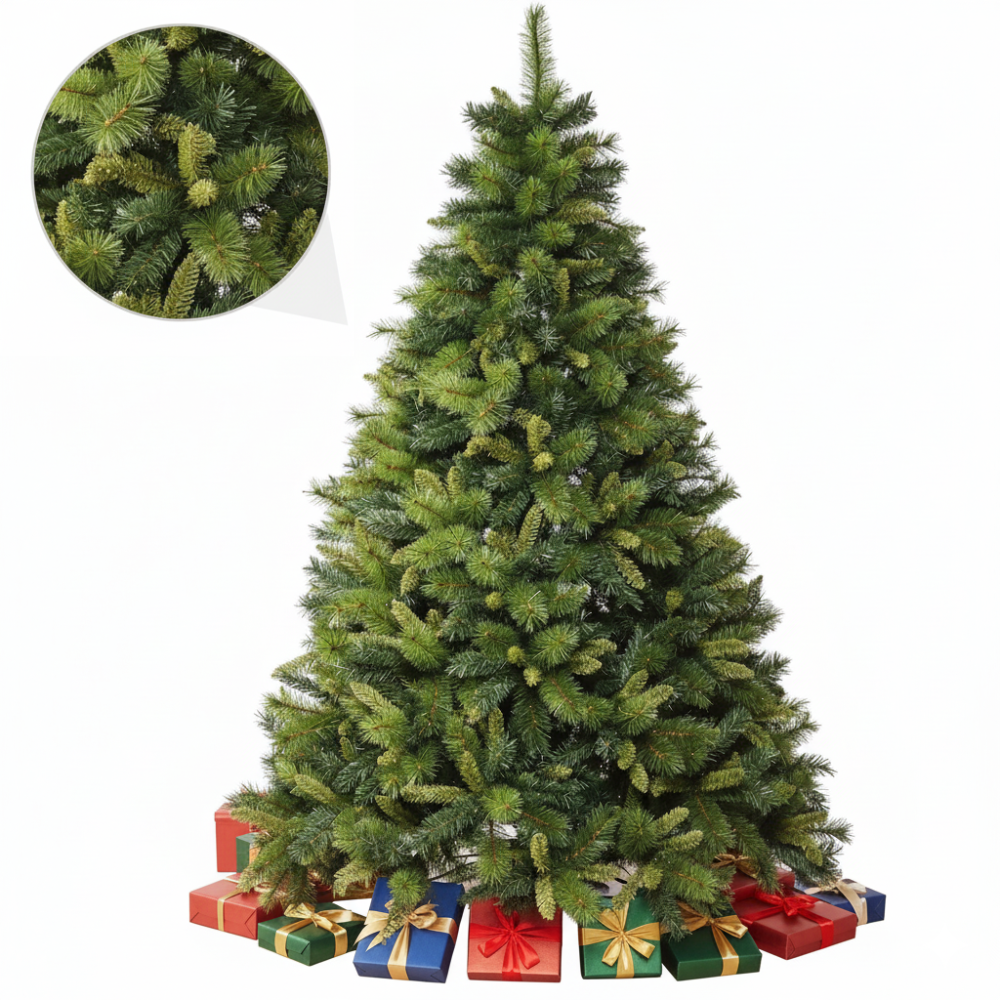 Granpino albero di natale imponente con chioma ricca e realistica stile americano *** misura h 210, confezione 1