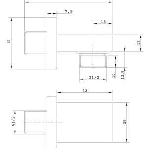 Ogomondo presa acqua rettangolare in ottone cromato 1/2â€ mm *** confezione 1