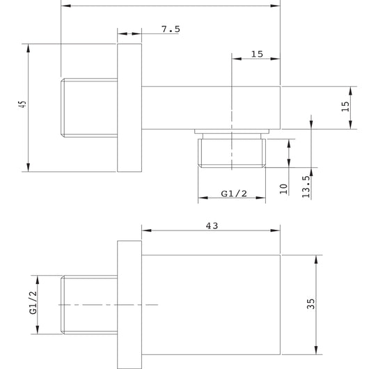 Ogomondo presa acqua rettangolare in ottone cromato 1/2â€ mm *** confezione 1