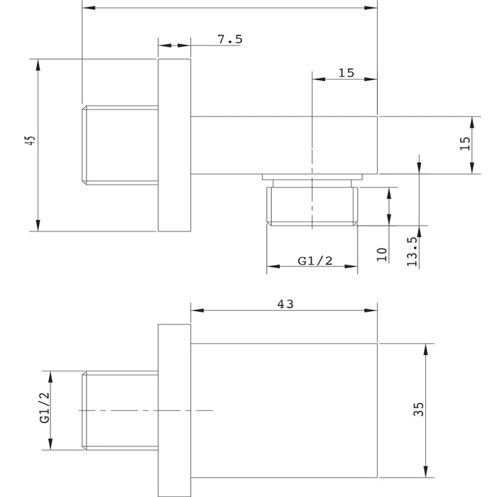 Ogomondo presa acqua rettangolare in ottone cromato 1/2â€ mm *** confezione 1