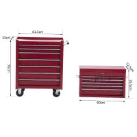 Carrello Porta Utensili Attrezzi Attrezzatura con Cassettiera 61.5 x 33 x 113cm Rosso