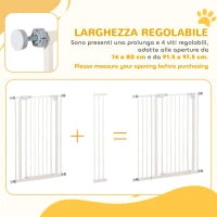 Cancelletto per Cani con 4 Viti Regolabili e Nastro Adesivo, in Metallo e Plastica, 86x104.1 cm, Bianco