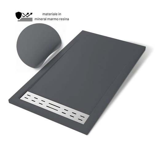 Piatto doccia mineral marmo resina antiscivolo h 4 cm *** misure l120 x p80 x h4 cm, tinta antracite, confezione 1