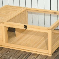 Casa per Tartarughe di Legno con Tetto in Rete e Pannelli Laterali Trasparenti Rimovibili 91x60,5x32cm Giallo