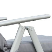 Sdraio da Giardino Pieghevole con Materassino e Cuscino, Schienale con 7 Reclinazioni, 137x63.5x100.5cm, Grigio