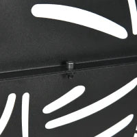 Paravento da Esterno in Acciaio con Motivi a Salice e 2 Piedini, 122x45x198 cm, Nero