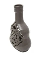 Vaso Porcellana Carving Grigio Cm 16.5X11X27