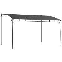 Pergola Gazebo con 12 Fori di Drenaggio, in Metallo e Poliestere, 400x296x200/262 cm, Grigio Scuro