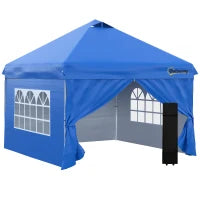 Gazebo pop-up tenda da giardino barnum 3x3 m con 4 pareti laterali rimovibili blu