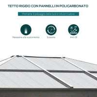 Gazebo da Giardino 3x3.6m in Alluminio con Zanzariera e Tetto in Policarbonato