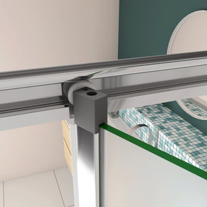 185 cm Box Doccia per Nicchia Porta a Soffietto 100 cm Vetro Temperato 5 mm Satinato Opaco Profilo Cromato Lucido