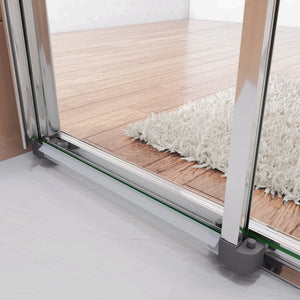 195 cm Box Doccia per Nicchia Porta Scorrevole ad Ante Sovrapposte Vetro Temperato 6 mm Trasparente Anticalcare Profili Cromati Lucidi 140 cm