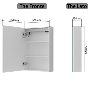 Mobiletto Specchiera Pensile da Bagno 50x70 cm, Bianco
