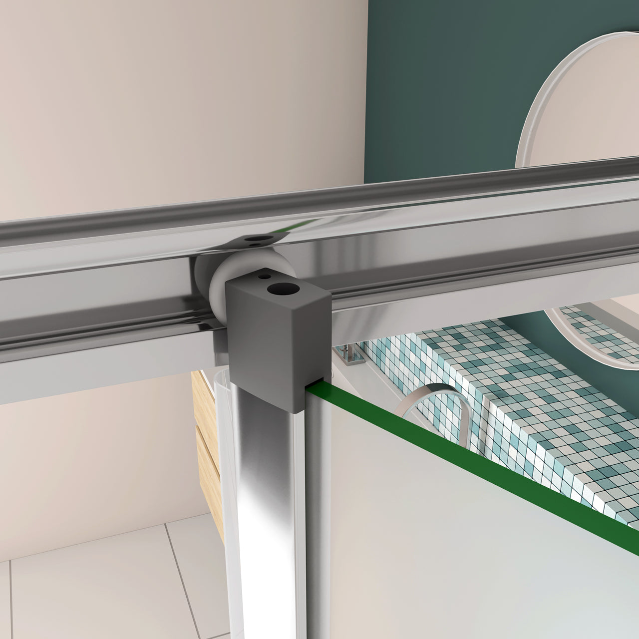 185 cm Box Doccia per Nicchia Porta a Soffietto 90 cm Vetro Temperato 5 mm Satinato Opaco Profilo Cromato Lucido