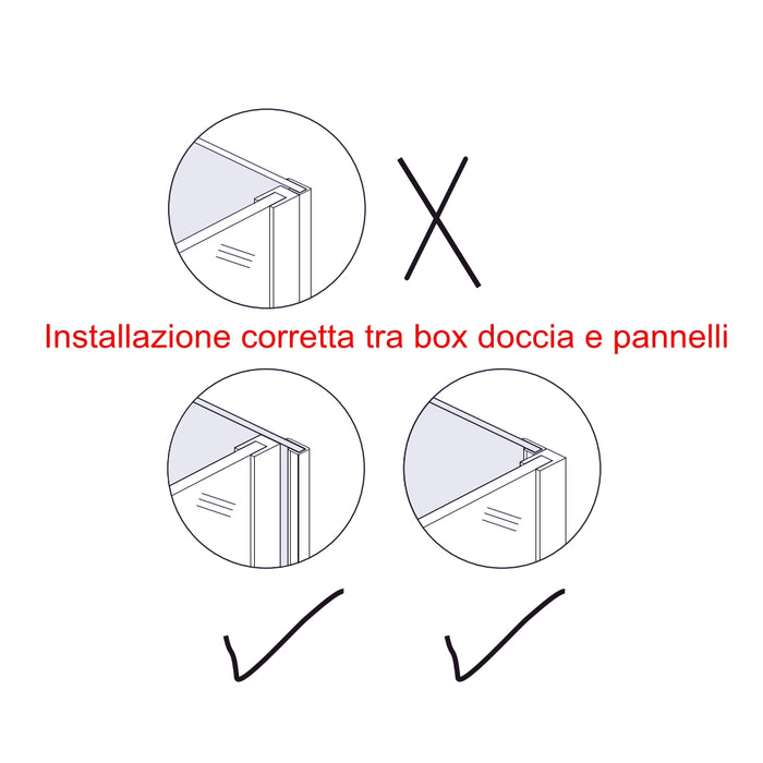 80x210 cm Pannello Doccia Realizzato in Alluminio Spessore 3mm con Profili Finitura Bianco Avorio per Rivestimento Parete Bagno