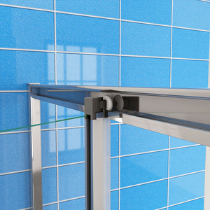 185 cm Box Doccia per Nicchia Porta a Soffietto Vetro Temperato 5 mm Trasparente  Profili Cromati Lucidi 86 cm