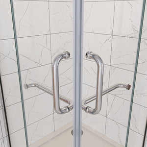 100x90x190 cm Box Doccia Angolare Porte Battenti in Vetro 8 mm Temperato Trasparente Anticalcare Ante con Barre Stabilizzatrici