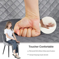 Set di 2 sedie da pranzo sedia da cucina imbottita con gambe in metallo poggiapiedi regolabile in velluto senza braccioli grigio 20_0004891