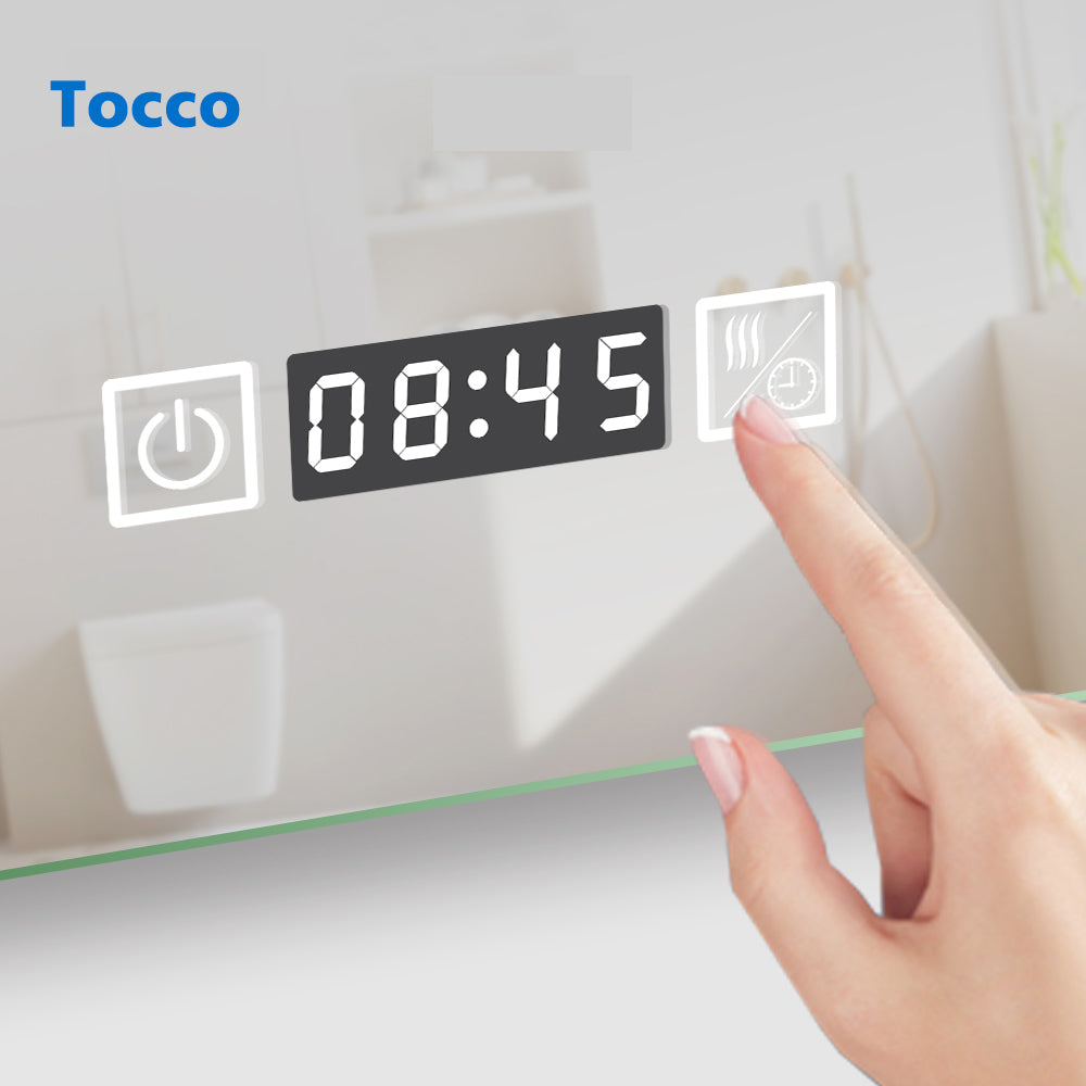 Aica Specchio da bagno a LED+120x70cm+orologio+Lente d'ingrandimento