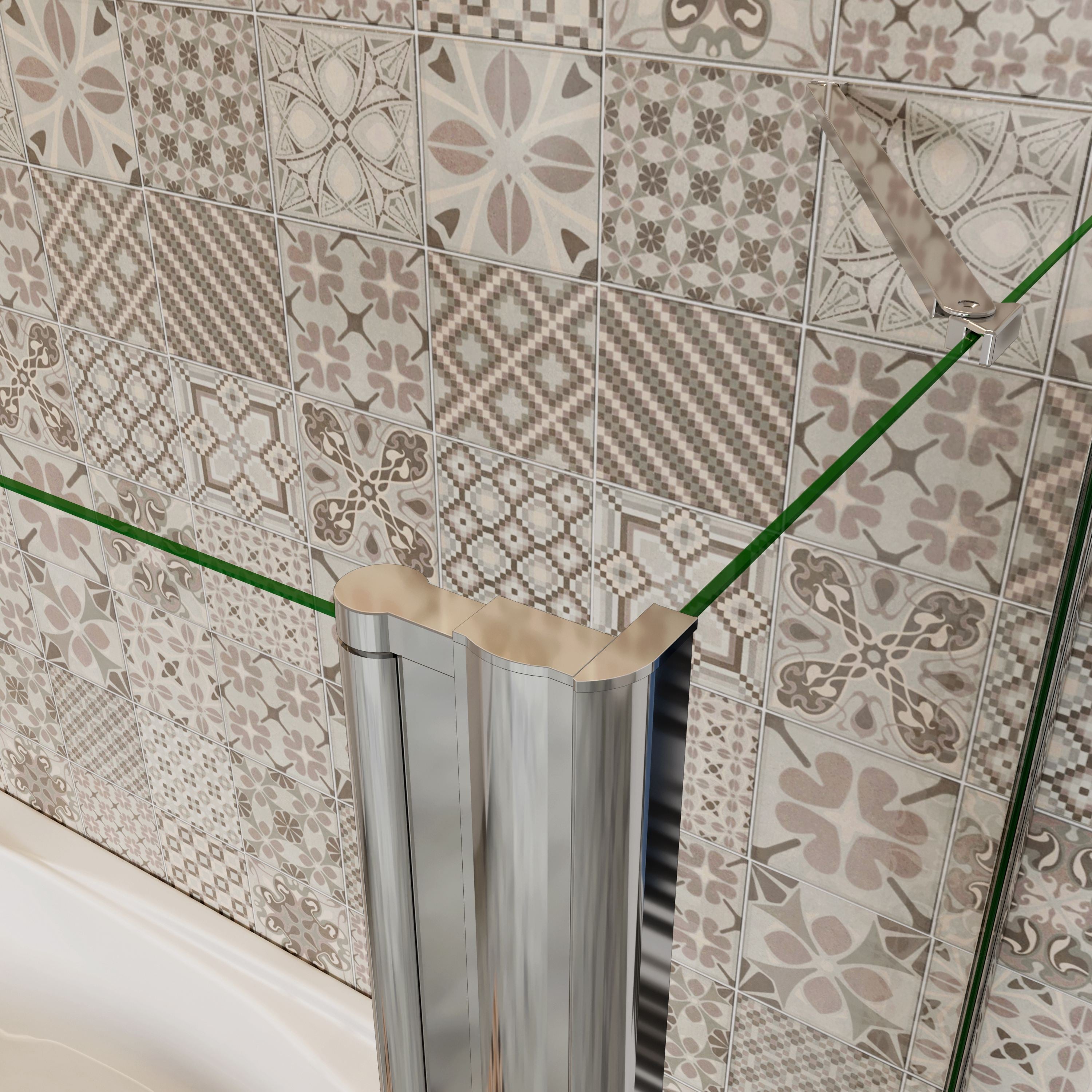 H.140 cm Sopravasca da Bagno Doccia con Parete Fissa 120x75 cm Due Ante Pieghevoli a Libro Vetro Temperato Trasparente 6 mm Anticalcare Cromo Lucido