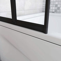 Sopravasca 90x140 cm Parete Doccia per Vasca 2 Antine Pieghevoli a Libro Vetro Temperato Trasparente Da 4 mm Profilo Nero Opaco