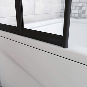 Sopravasca 90x140 cm Parete Doccia per Vasca 2 Antine Pieghevoli a Libro Vetro Temperato Trasparente Da 4 mm Profilo Nero Opaco