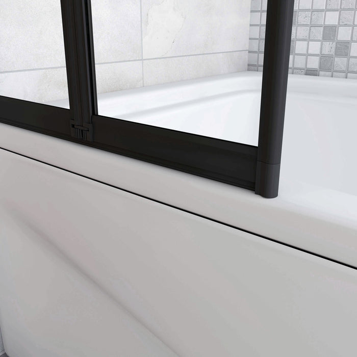 Sopravasca 90x140 cm Parete Doccia per Vasca 2 Antine Pieghevoli a Libro Vetro Temperato Trasparente Da 4 mm Profilo Nero Opaco