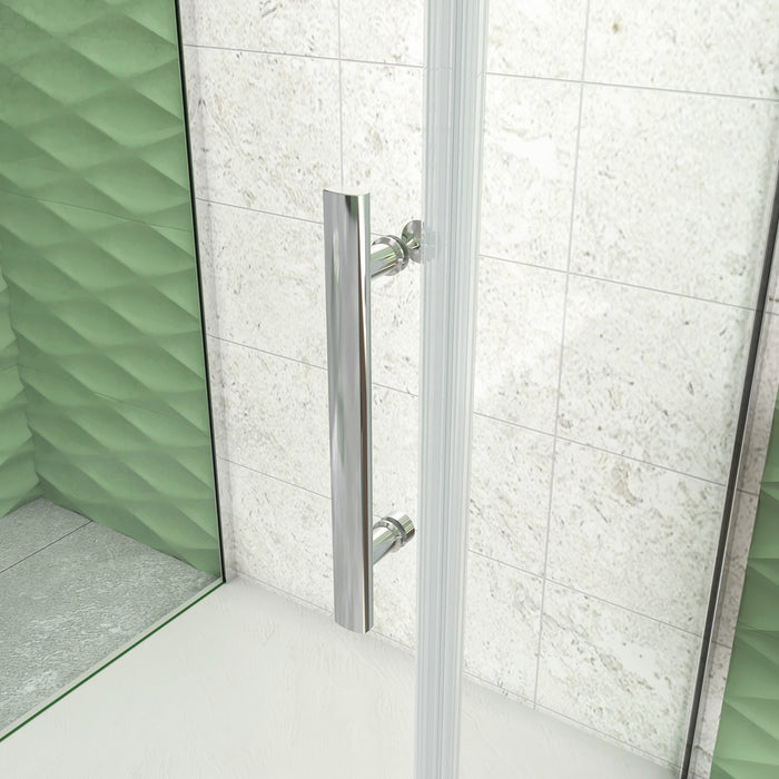 185 cm Box Doccia a Tre Lati Porta Battente 90 cm Doppia Parete Fissa 90 cm Vetro da 6 mm Temperato Anticalcare Barra Stabilizzatrice 45 cm Cromo Lucido