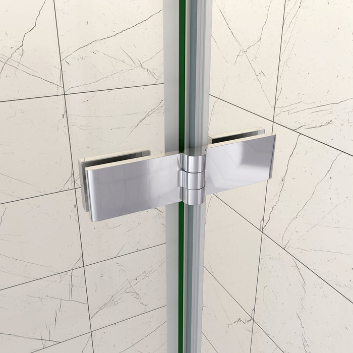 76x76x195 cm Box Doccia Ad Angolo Doppie Porte Apertura Battente in Vetro 6 mm Temperato Anticalcare Trasparente con 2 Barre Stabilizzatrici Cromo Lucido