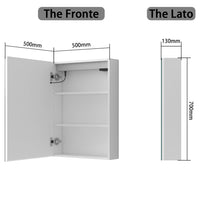 Mobiletto Specchiera Pensile da Bagno 50x70 cm, Bianco