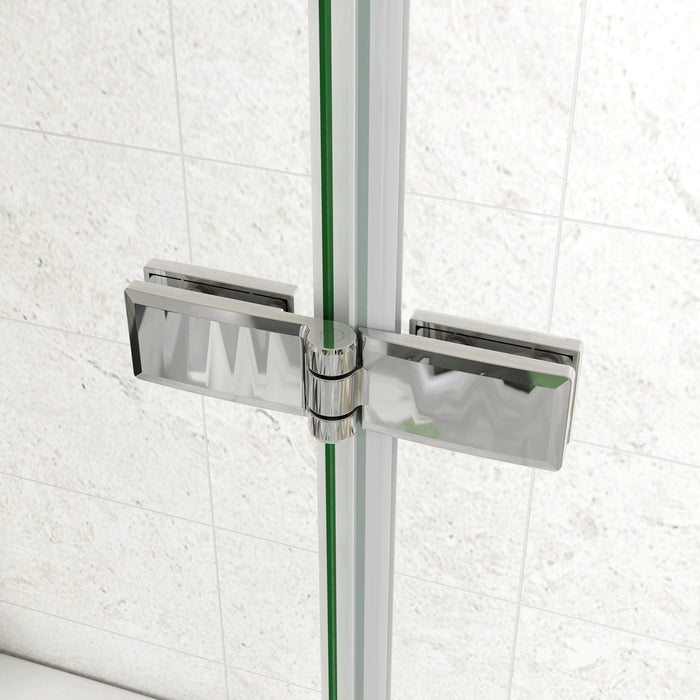 H.140 cm Parete Doccia Per Vasca con Lato Fisso 130x60 cm 3 Ante Movibili Pieghevoli a Libro in Vetro Temperato 6 mm Trasparente Anticalcare Telaio Cromo Lucido