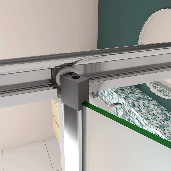 185 cm Box Doccia per Nicchia Porta a Soffietto 76 cm Vetro Temperato 5 mm Satinato Opaco Profilo Cromato Lucido