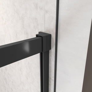 120x195 cm Box Doccia Per Nicchia Porta Scorrevole in Vetro 8 mm Temperato Trasparente Anticalcare Profilo Nero Opaco Softclose