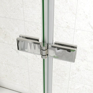 H.140 cm Parete Doccia Per Vasca con Lato Fisso 130x75 cm 3 Ante Movibili Pieghevoli a Libro in Vetro Temperato 6 mm Trasparente Anticalcare Telaio Cromo Lucido
