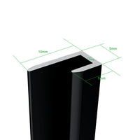 H.210 cm Pannello Doccia ad Angolo 80x100x120 cm Realizzato in Alluminio da 3 mm con Profili Finitura Nero Opaco per Rivestimento Parete Bagno