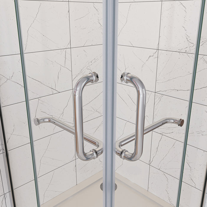 100x80x190 cm Box Doccia Angolare Porte Battenti in Vetro 8 mm Temperato Trasparente Anticalcare Ante con Barre Stabilizzatrici