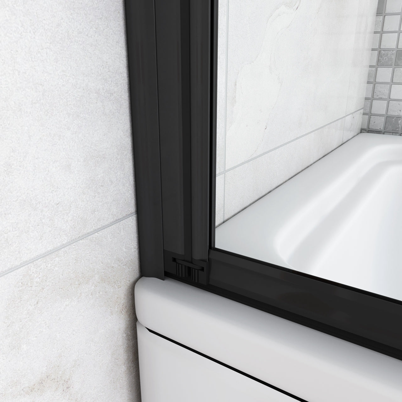 120x140 cm Sopravasca Parete Doccia per Vasca 5 Antine Pieghevoli a Libro Vetro Temperato Trasparente Da 4 mm Profilo Nero Opaco