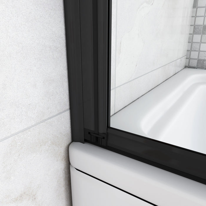 120x140 cm Sopravasca Parete Doccia per Vasca 5 Antine Pieghevoli a Libro Vetro Temperato Trasparente Da 4 mm Profilo Nero Opaco