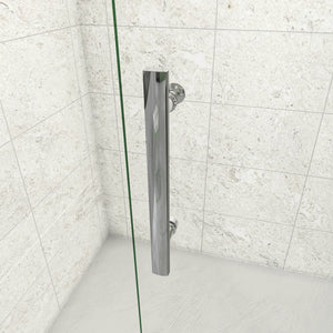 195 cm Box Doccia Walk In Porta Battente 67 cm + Parete Fissa 80 cm Vetro 6mm Anticalcare Barra da 45 cm Cromo Lucido