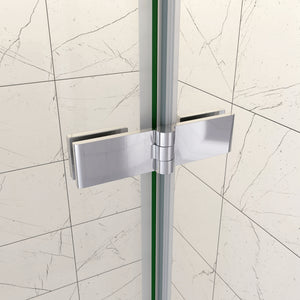80x80x195 cm Box Doccia Ad Angolo Doppie Porte Apertura Battente in Vetro 6 mm Temperato Anticalcare Trasparente con 2 Barre Stabilizzatrici Cromo Lucido