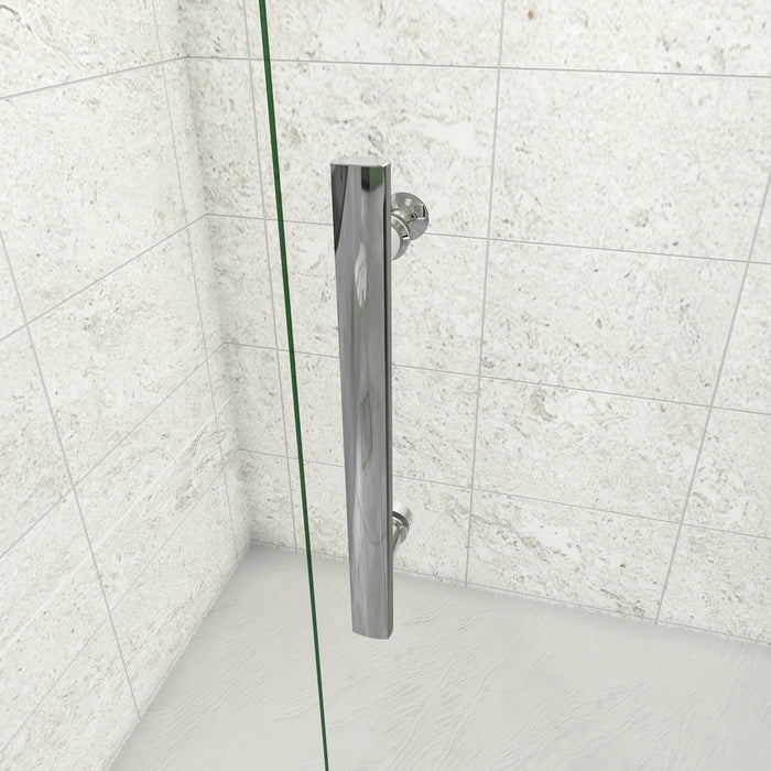 195 cm Box Doccia Walk In Porta Battente 97 cm + Parete Fissa 90 cm Vetro 6mm Anticalcare Barra da 45 cm Cromo Lucido