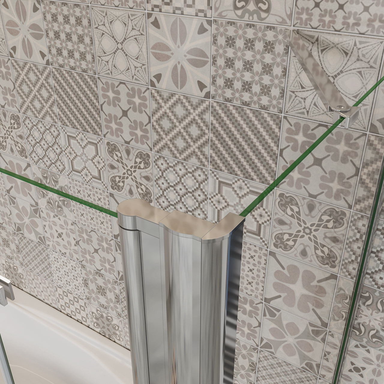 130x140cm Parete Doccia Sopravasca Angolare 3 Ante Pieghevoli con Parete Laterale 70 cm Vetro Temperato 6mm Trasparente Anticalcare Cromato Lucido