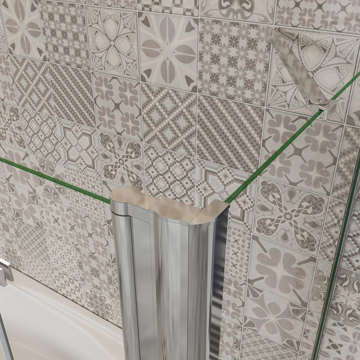 130x140cm Parete Doccia Sopravasca Angolare 3 Ante Pieghevoli con Parete Laterale 70 cm Vetro Temperato 6mm Trasparente Anticalcare Cromato Lucido