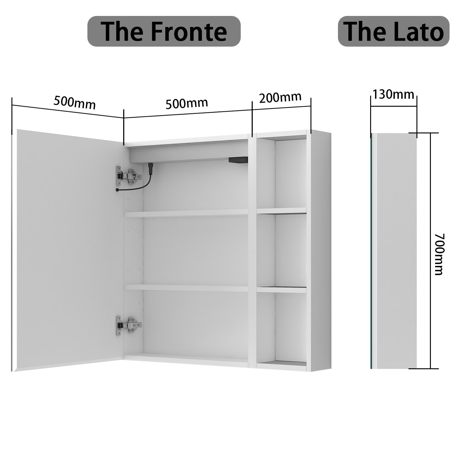 Mobiletto Specchiera Pensile da Bagno 50x70 cm, Bianco
