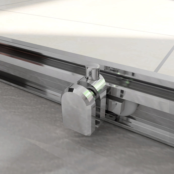 H.185 cm Box Doccia Angolare Porta Scorrevole con Parete Fissa Vetro Temperato 5 mm Satinato Opaco 100x70 cm