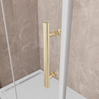 Porta Doccia 90x185 cm Porta Battente Pieghevole in Vetro Temperato Trasparente 6 mm Anticalcare Telaio Dorato Spazzolato